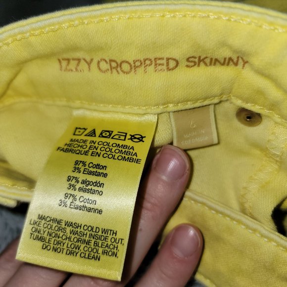 Michael Kors Izzy Cropped Yellow Jeans Size 6 - Picture 7 of 7